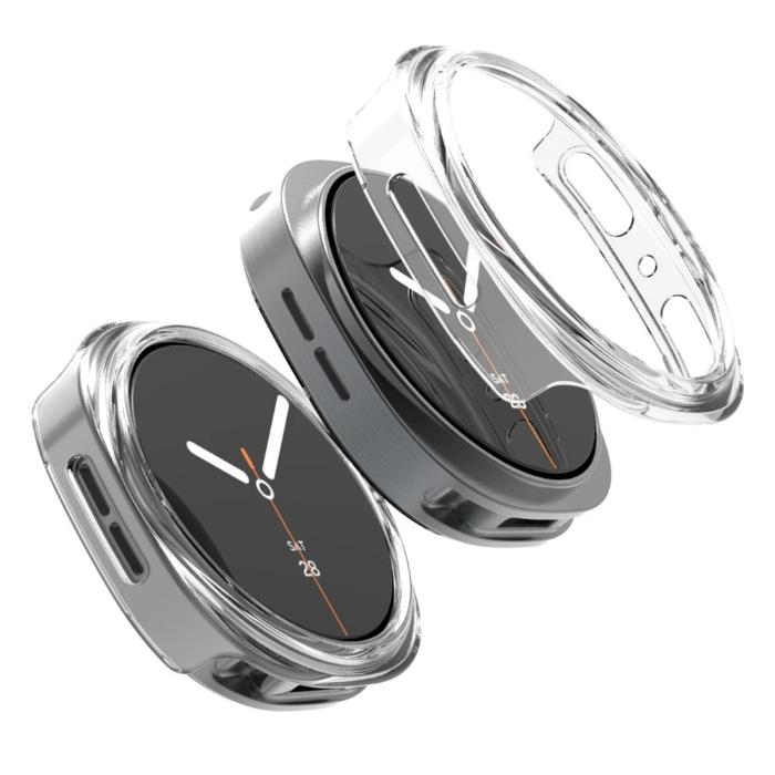 Clear Araree Nukin Protection Case for Samsung Galaxy Watch 8 (2025) on a white background