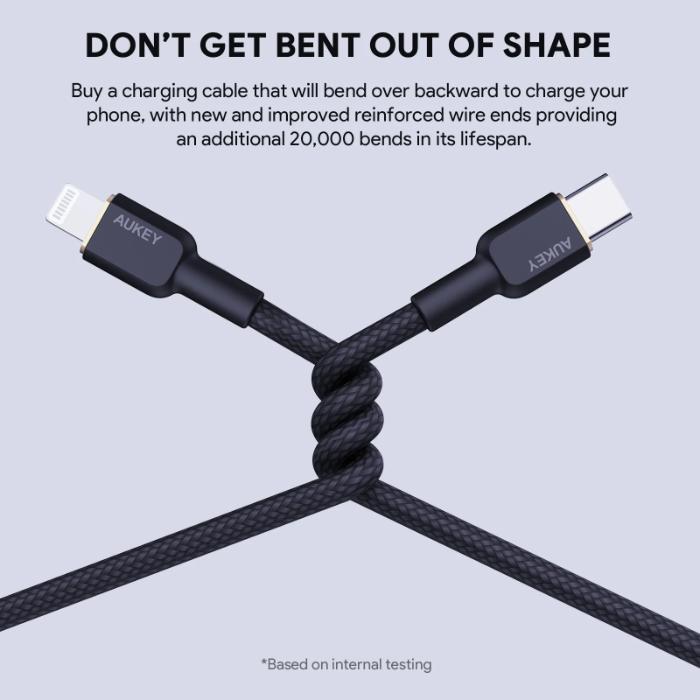 Shop and buy Aukey CB-KCL1 Circlet CL Aramid Fiber Core USB-C To Lightning Cable| Casefactorie® online with great deals and sales prices with fast and safe shipping. Casefactorie is the largest Singapore official authorised retailer for the largest collection of mobile premium accessories.