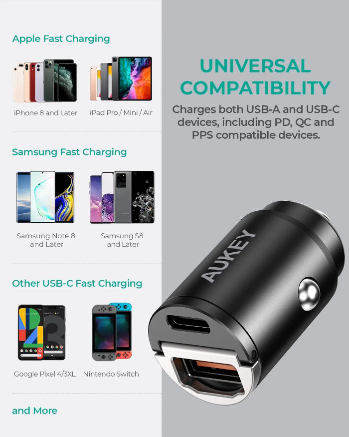 Shop and buy Aukey CC-A3 30W PD Metal Dual Port Fast Car Charger with PPS & QC 3.0| Casefactorie® online with great deals and sales prices with fast and safe shipping. Casefactorie is the largest Singapore official authorised retailer for the largest collection of mobile premium accessories.