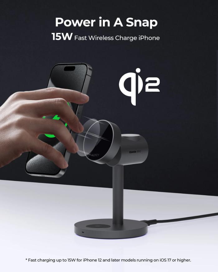 Shop and buy Aukey LC-MC311 Magfusion 3-In-1 Qi2 Magnetic Fast Wireless Charging Station Adjustable viewing angle| Casefactorie® online with great deals and sales prices with fast and safe shipping. Casefactorie is the largest Singapore official authorised retailer for the largest collection of mobile premium accessories.