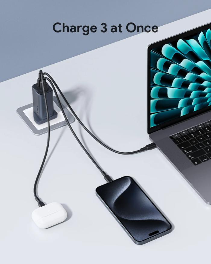 Shop and buy Aukey PA-B6U Omnia II Mix 67W UFCS 3-Port Wall Charger with GaNFast Tech Built-in safeguards| Casefactorie® online with great deals and sales prices with fast and safe shipping. Casefactorie is the largest Singapore official authorised retailer for the largest collection of mobile premium accessories.