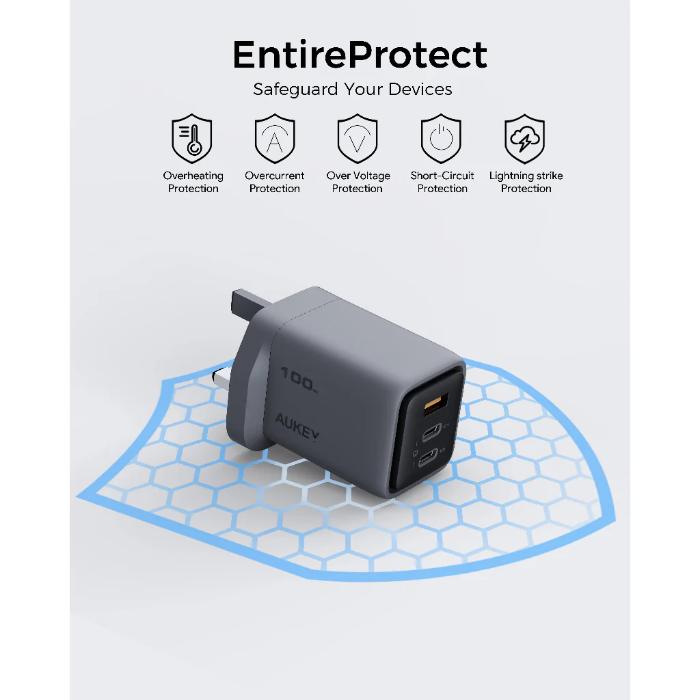 Aukey PA-C5 Comet Mix 100W PD Wall Charger with GaN Technology