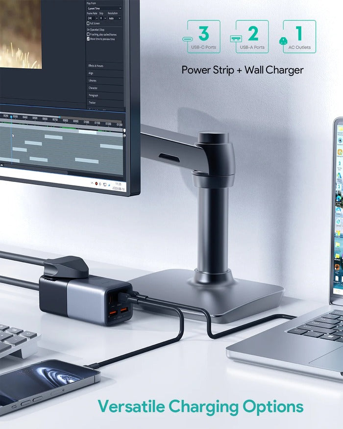 Shop and buy Aukey PU-A3 PowerHub 75W Power Strip 1 AC Outlets 5 USB Ports Desktop Charger Advanced GaN Chip| Casefactorie® online with great deals and sales prices with fast and safe shipping. Casefactorie is the largest Singapore official authorised retailer for the largest collection of mobile premium accessories.