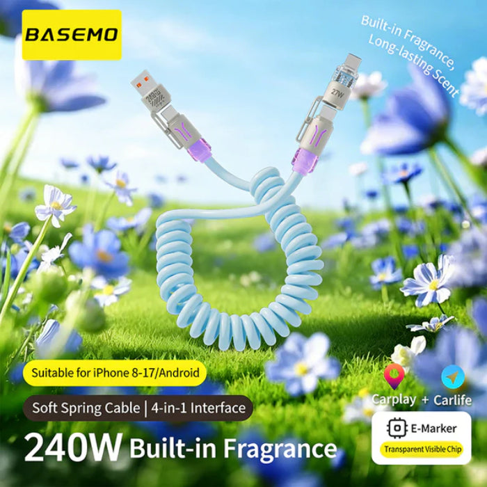 BASEMO 240W Fast Charging Dazzling 4-in-1 Spring Fragrant Core Data Cable