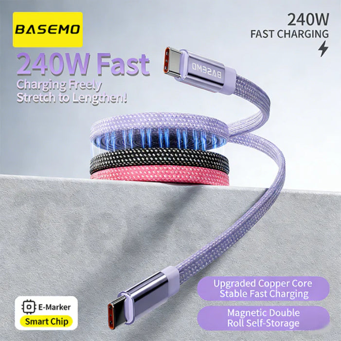BASEMO X08A 240W Magnetic Braided Fast Charging Cable