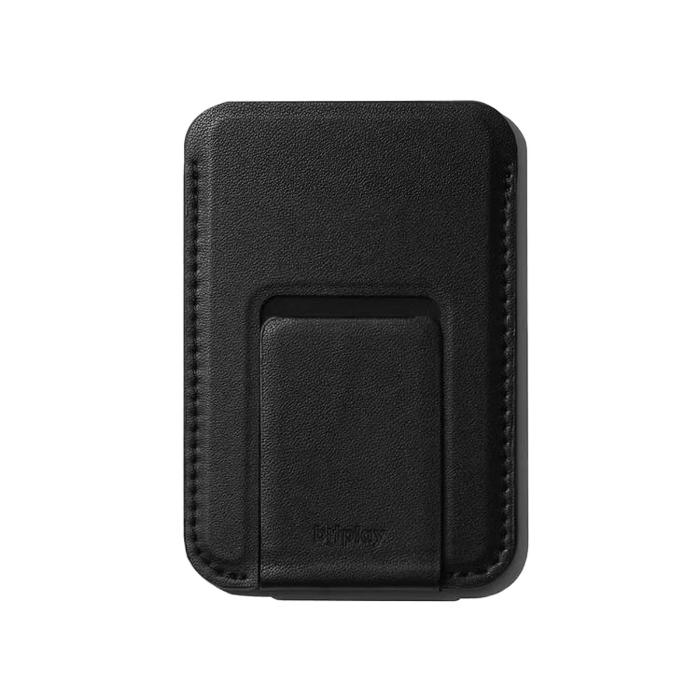 Black Bitplay Magnetic Ultra Slim Wallet Stand on a white background
