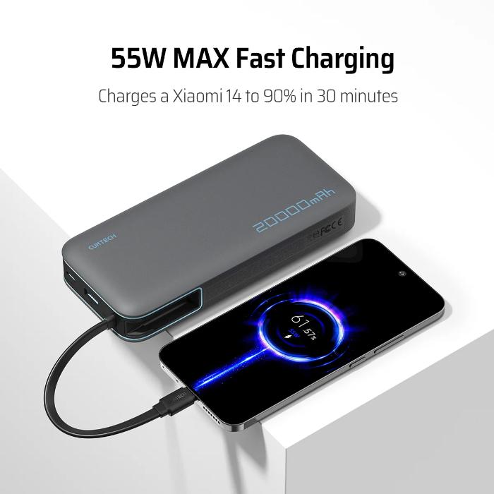 Shop and buy CUKTECH PB200N 55W 20000mAh Power Bank with Built-in Cable Charge 3 devices at the same time| Casefactorie® online with great deals and sales prices with fast and safe shipping. Casefactorie is the largest Singapore official authorised retailer for the largest collection of mobile premium accessories.