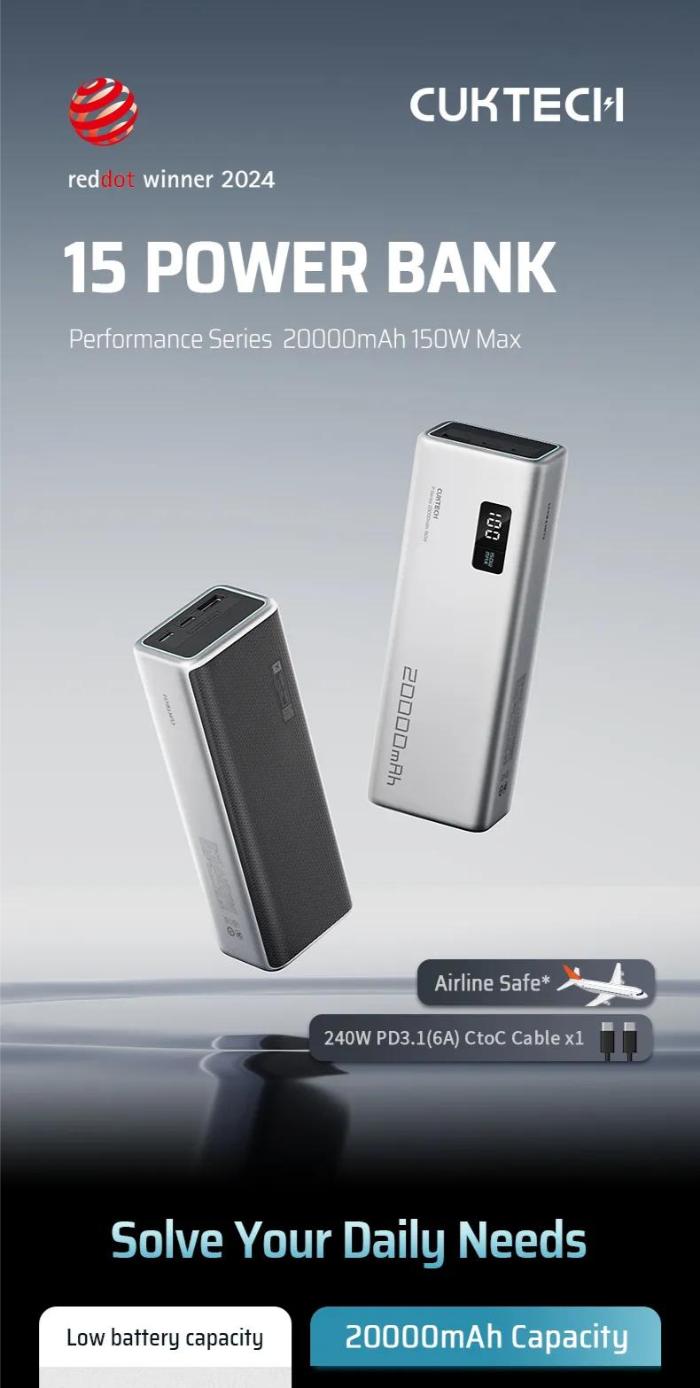 Shop and buy Cuktech 15 Power Bank 20000mAh 150W MAX Power Bank with (2Type-C)&(1USB-A) Multi-port 150W MAX High Power| Casefactorie® online with great deals and sales prices with fast and safe shipping. Casefactorie is the largest Singapore official authorised retailer for the largest collection of mobile premium accessories.