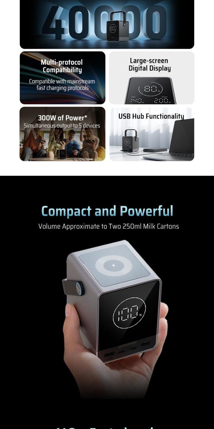 Shop and buy Cuktech 30 Power Bank 40000mAh 300W MAX Power Station (2Type-C)&(2USB-A) Multi-port Output up to 5 Devices| Casefactorie® online with great deals and sales prices with fast and safe shipping. Casefactorie is the largest Singapore official authorised retailer for the largest collection of mobile premium accessories.