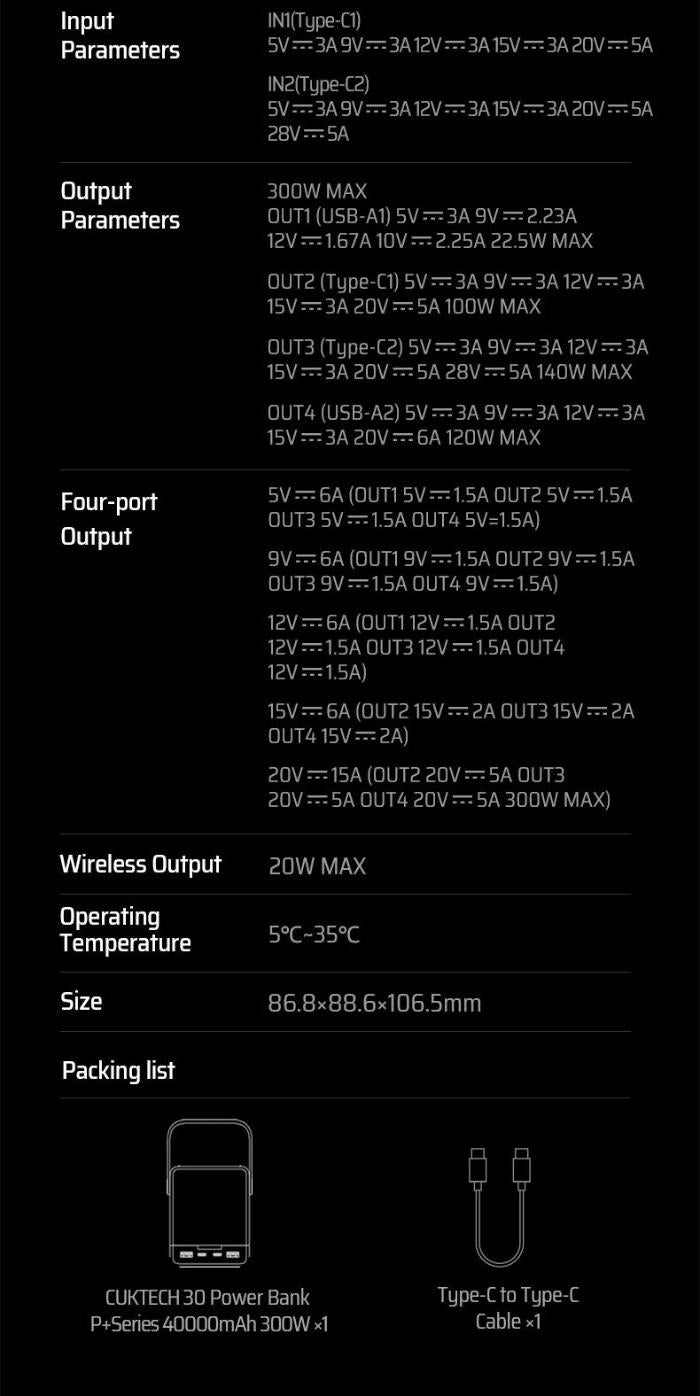 Shop and buy Cuktech 30 Power Bank 40000mAh 300W MAX Power Station (2Type-C)&(2USB-A) Multi-port Output up to 5 Devices| Casefactorie® online with great deals and sales prices with fast and safe shipping. Casefactorie is the largest Singapore official authorised retailer for the largest collection of mobile premium accessories.