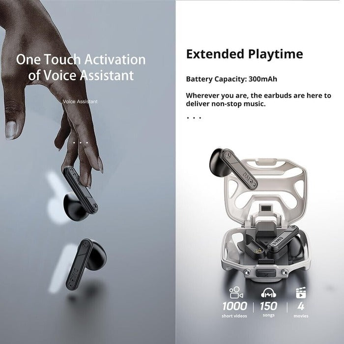 Shop and buy DMOOSTER D12 Metal Hollow-Out Bluetooth Earphones - 5-Hour Playback, Game/Music Dual Mode, Voice Assistant| Casefactorie® online with great deals and sales prices with fast and safe shipping. Casefactorie is the largest Singapore official authorised retailer for the largest collection of mobile premium accessories.