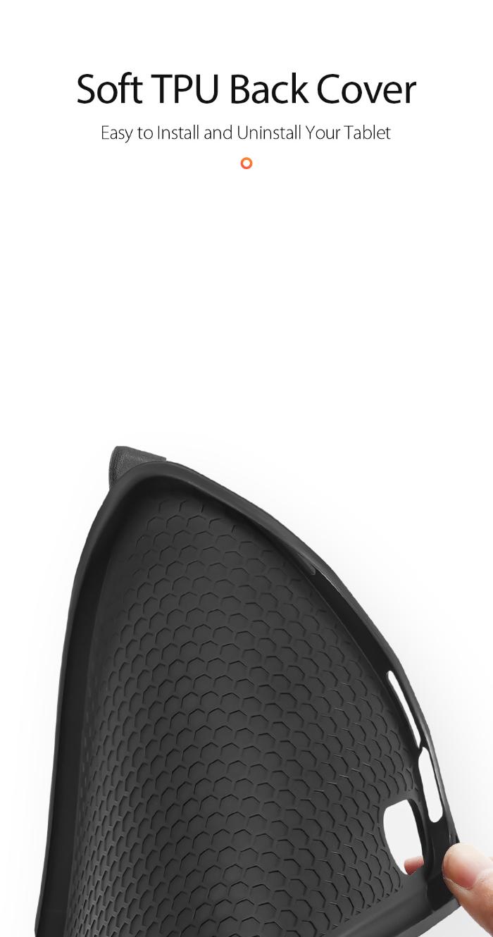 Black DOMO Dux Ducis Folio Case for iPad Mini 6/7 (2021/2024) showing its soft TPU back cover on white background