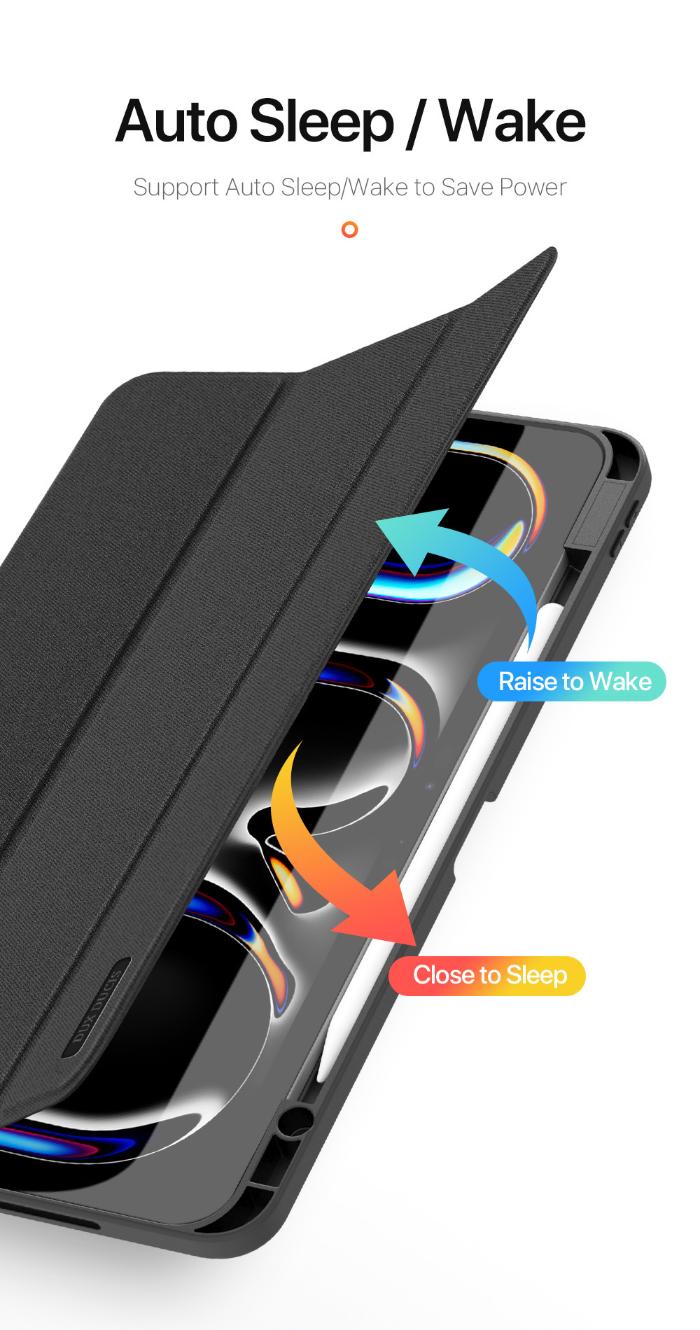 DOMO Dux Ducis Folio Case for iPad Pro 13" (2024) with auto sleep/wake feature on a white background