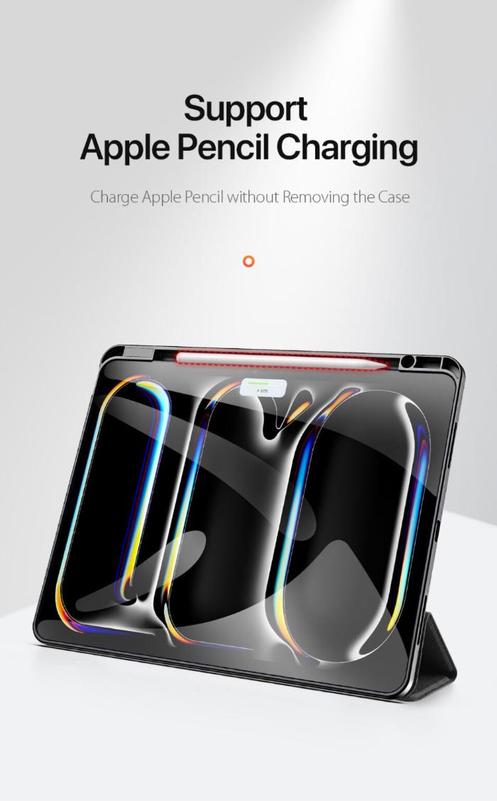 DOMO Dux Ducis Folio Case for iPad Pro 13" (2024) Apple Pencil with charging feature on a white background