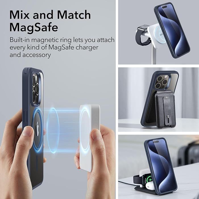 Buy ESR for iPhone 15 Pro Max Case, Compatible with MagSafe, MilitaryGrade  Protective Case, Builtin Stash Stand Phone Case, ScratchResistant TPU Back  Cover, Classic Series, Clear Blue Online at Best Prices in