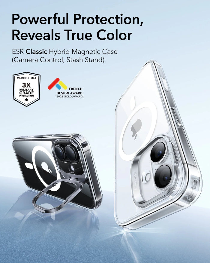 ESR Classic Hybrid Magnetic Case for iPhone 17 6.3" (2025) with Stash Stand