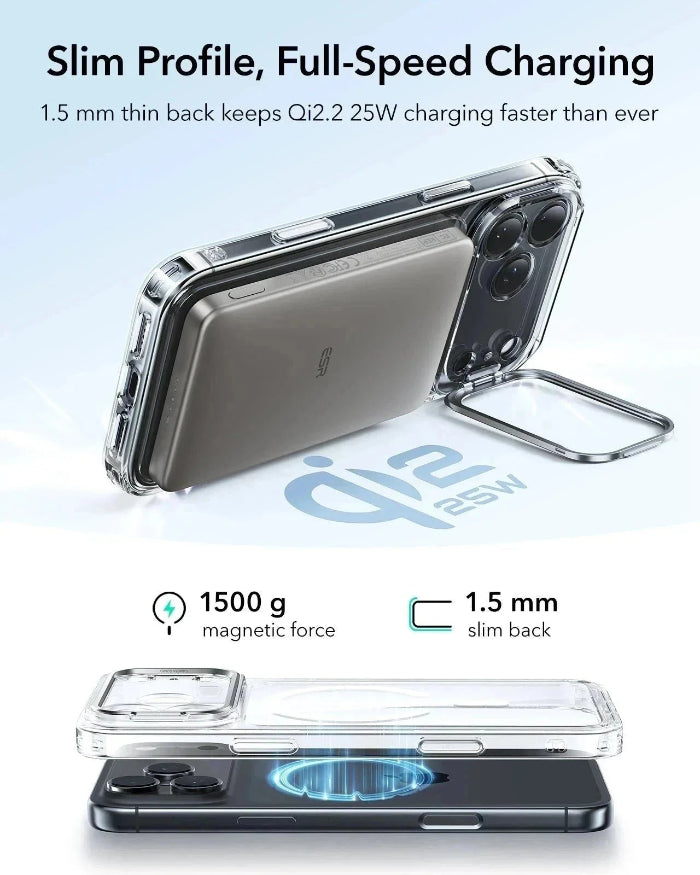 ESR Classic Hybrid Magnetic Case for iPhone 17 Pro 6.3" (2025) with Stash Stand