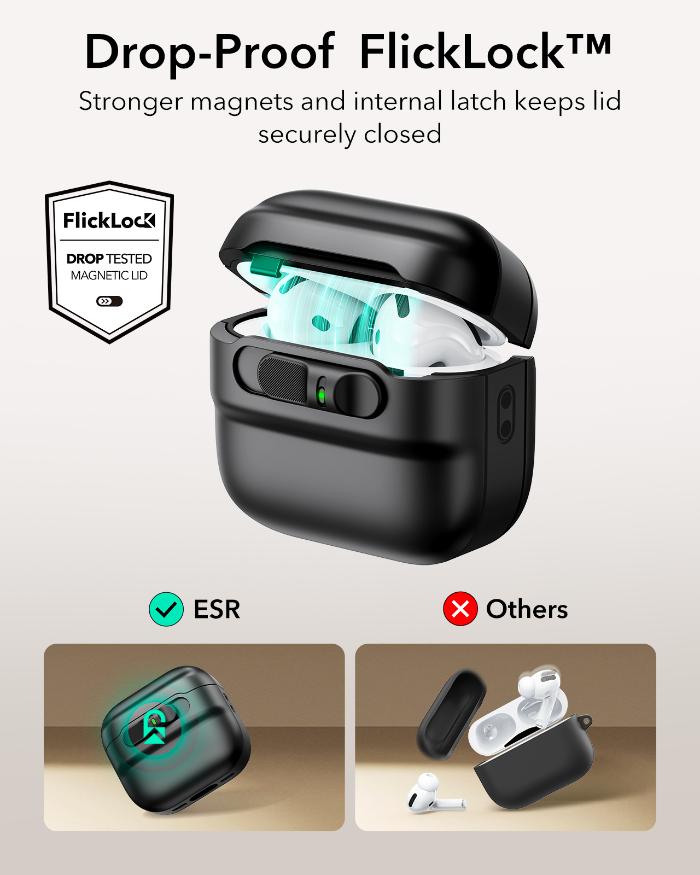 Shop and buy ESR Pulse FlickLock Case for AirPods 4 with HaloLock Drop-proof Fast easy place-and-go wireless charging| Casefactorie® online with great deals and sales prices with fast and safe shipping. Casefactorie is the largest Singapore official authorised retailer for the largest collection of mobile premium accessories.