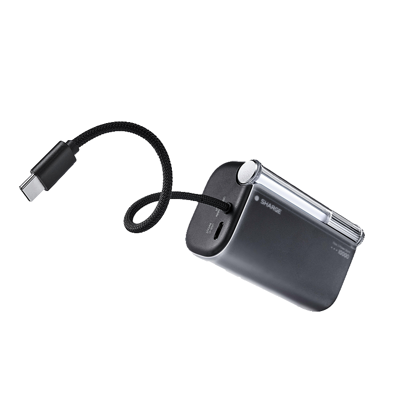 SHARGE Flow 3 45W Portable Power Bank with Built-in Cable,10000mAh
