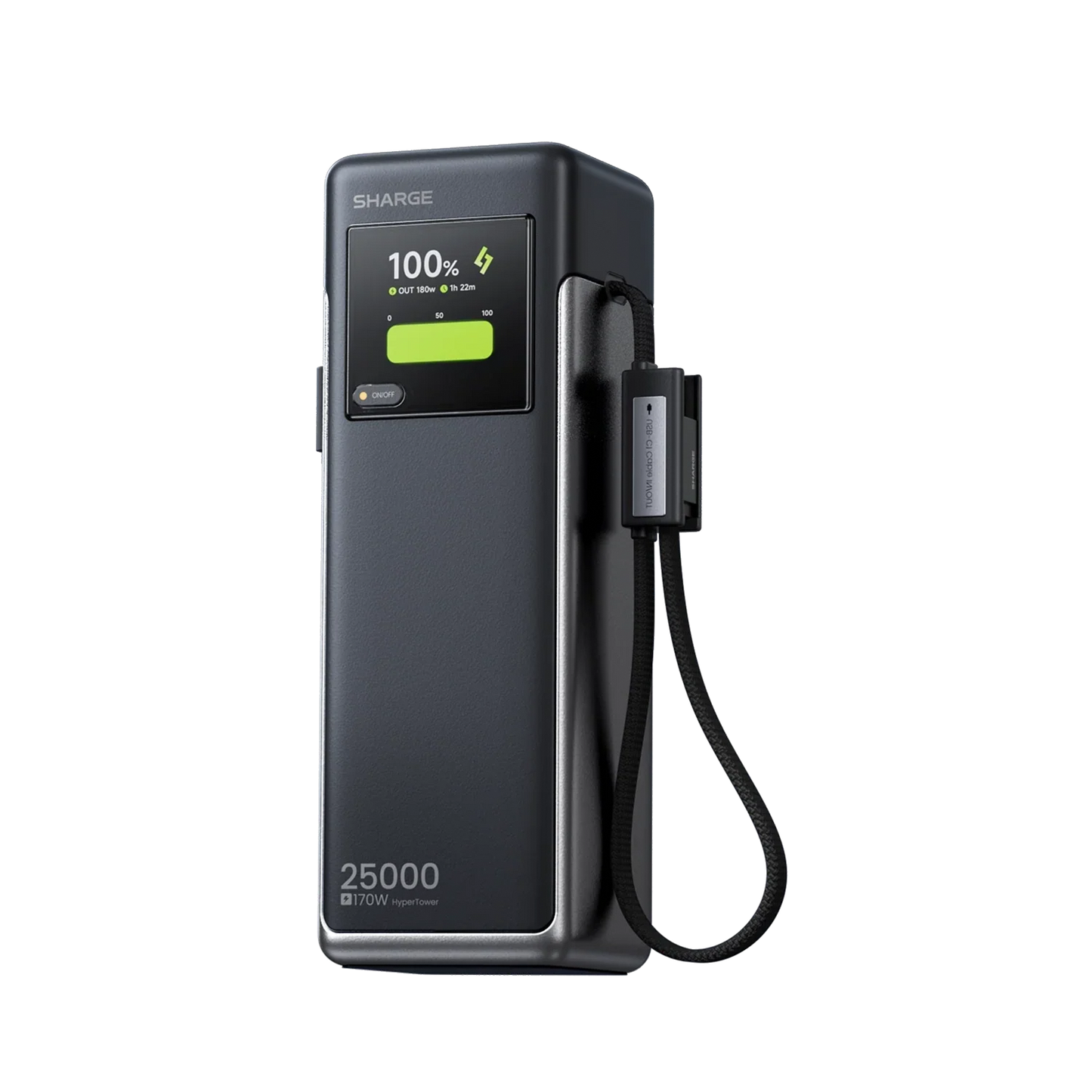 SHARGE HyperTower 170W 25,000mAh Power Bank With Built in 2 CC Cable