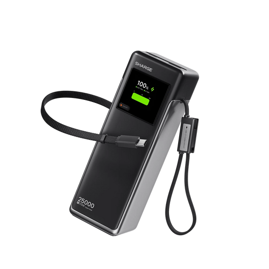 SHARGE HyperTower 170W 25,000mAh Power Bank With Built in 2 CC Cable