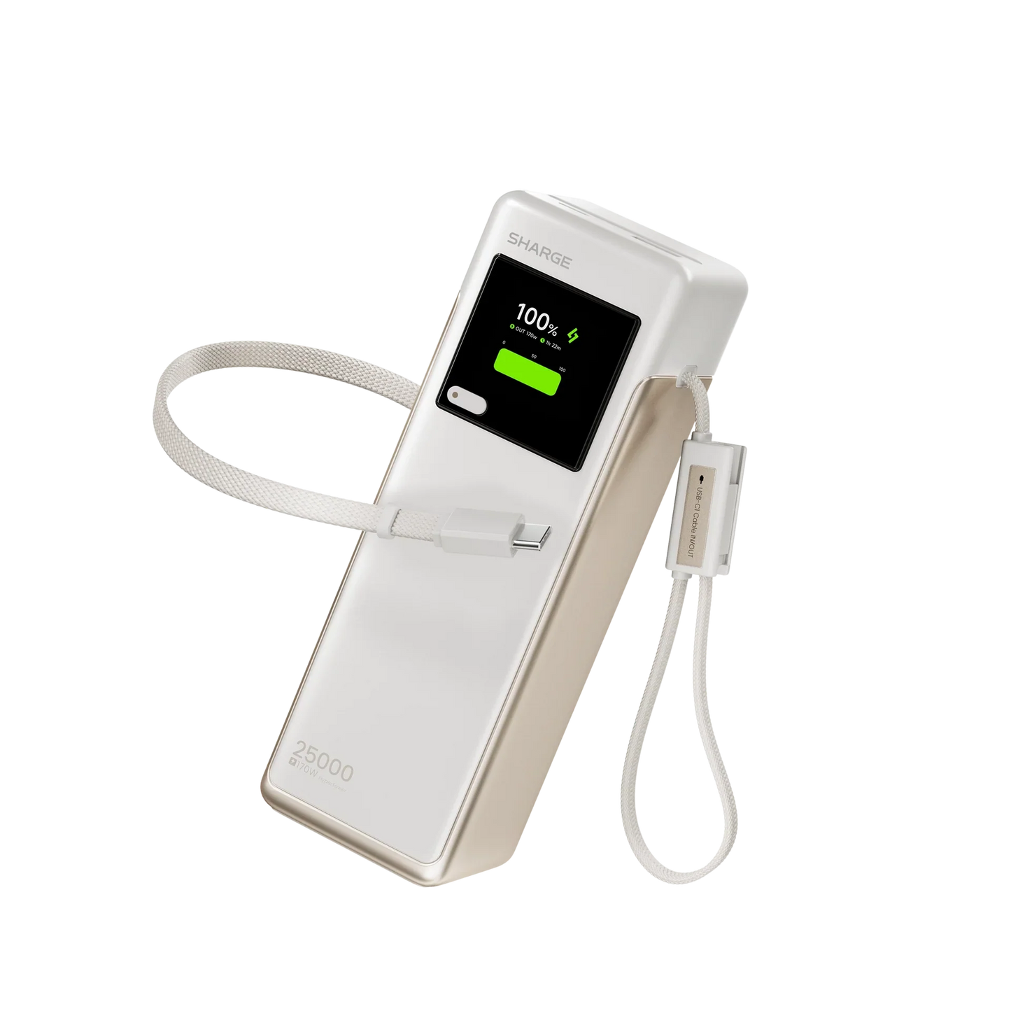 SHARGE HyperTower 170W 25,000mAh Power Bank With Built in 2 CC Cable