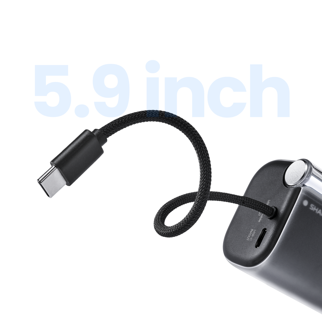 SHARGE Flow 3 45W Portable Power Bank with Built-in Cable,10000mAh
