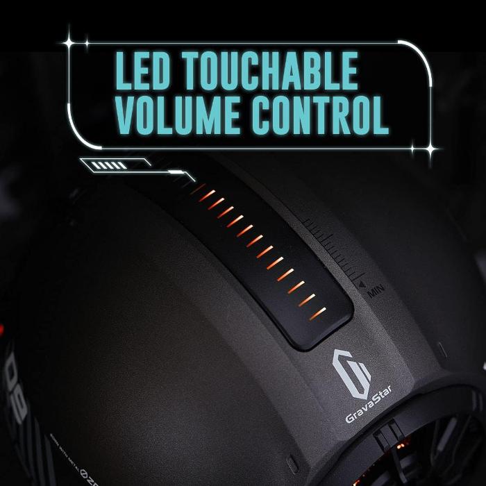 GravaStar G1 Pro Mars Pro Wireless Bluetooth 5.0 Speaker Volume control with LED touch feature on a dark background