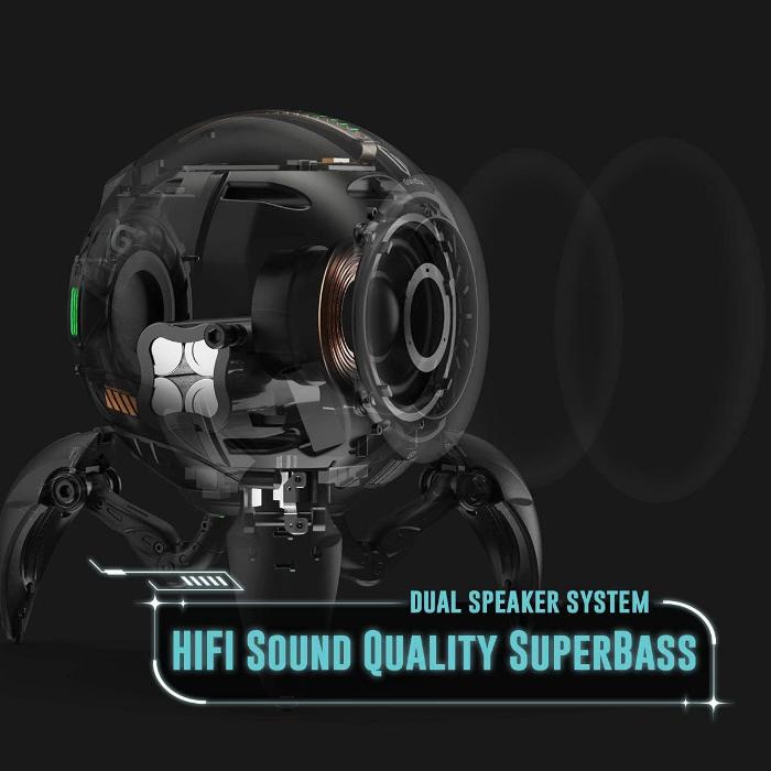 GravaStar G1 Pro Mars Pro Wireless Bluetooth 5.0 Speaker with 'Dual Speaker System', 'HIFI Sound Quality', and 'SuperBass' text on a dark background