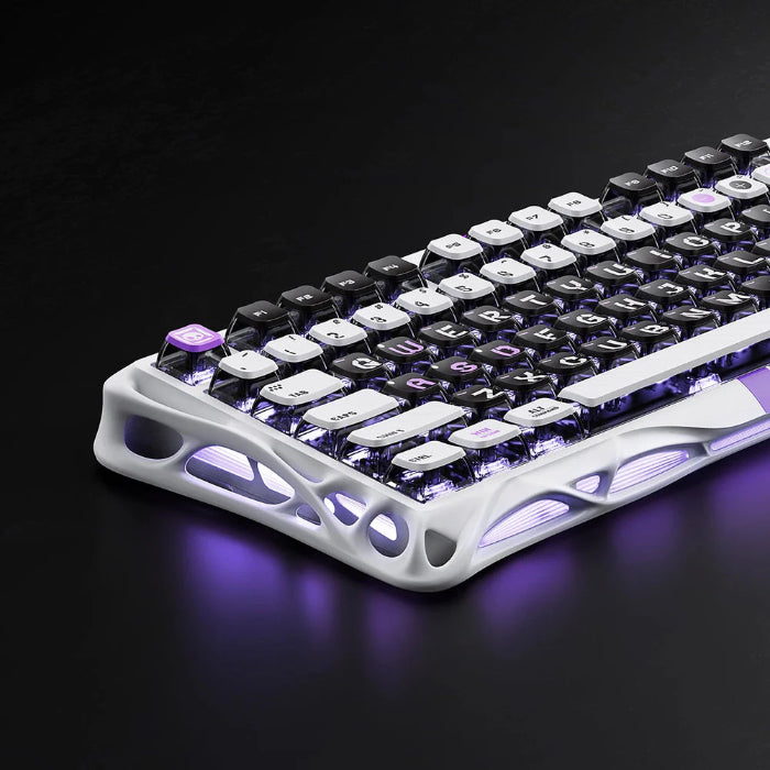 Mecha Gray GravaStar Mercury V75 75% Hall Effect Magnetic Switch Gaming Keyboard with RGB lighting on a dark background