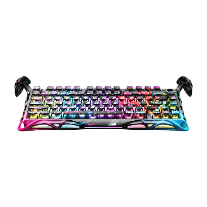 Neon Graffiti GravaStar Mercury V75 Pro 75% Hall Effect Magnetic Switch Gaming Keyboard on a white background
