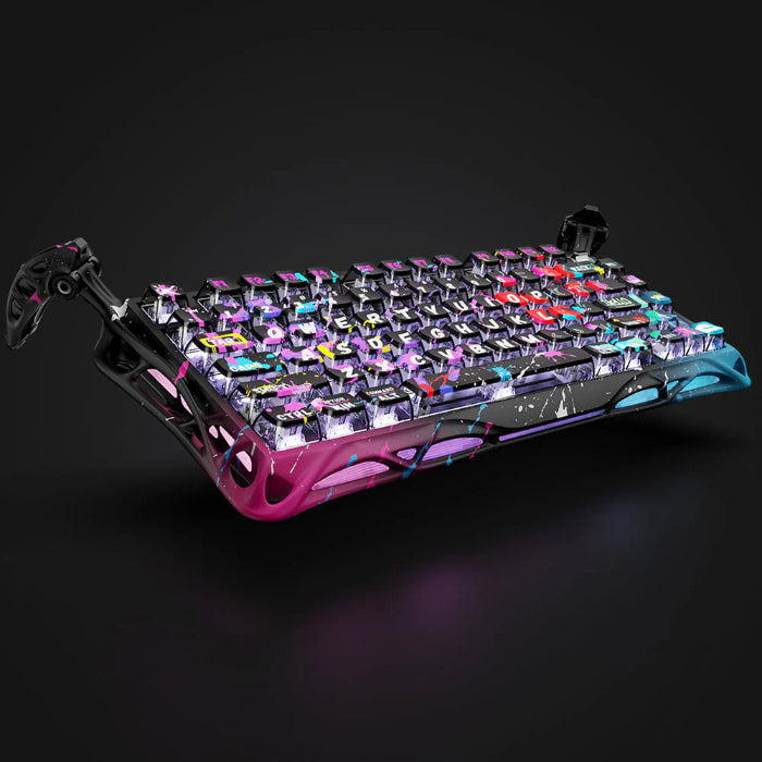Neon Graffiti GravaStar Mercury V75 Pro 75% Hall Effect Magnetic Switch Gaming Keyboard on a dark background