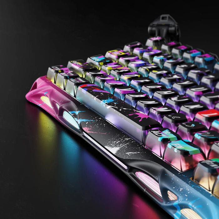 Neon Graffiti GravaStar Mercury V75 Pro 75% Hall Effect Magnetic Switch Gaming Keyboard on a dark background