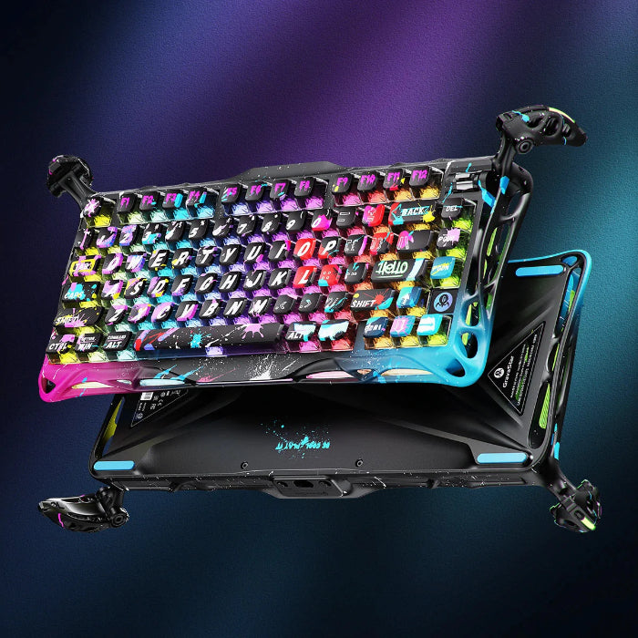 Neon Graffiti GravaStar Mercury V75 Pro 75% Hall Effect Magnetic Switch Gaming Keyboard on a dark background