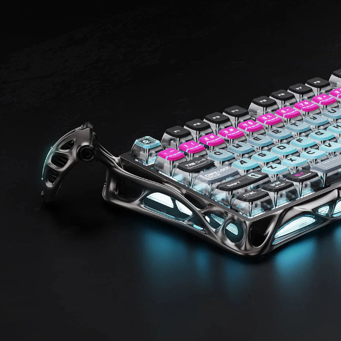 Cyberpunk GravaStar Mercury V75 Pro 75% Hall Effect Magnetic Switch Gaming Keyboard on a dark background
