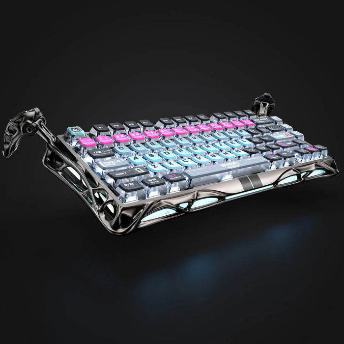 Cyberpunk GravaStar Mercury V75 Pro 75% Hall Effect Magnetic Switch Gaming Keyboard on a dark background