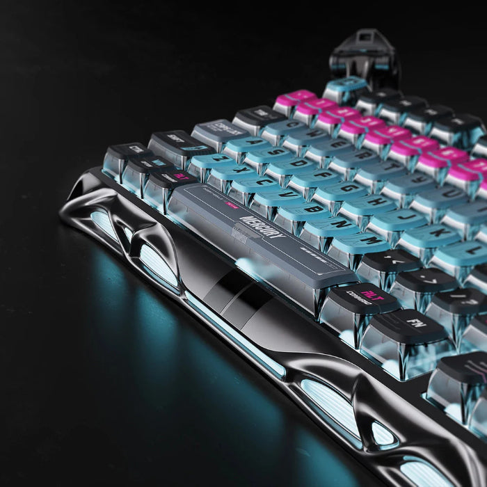 Cyberpunk GravaStar Mercury V75 Pro 75% Hall Effect Magnetic Switch Gaming Keyboard on a dark background