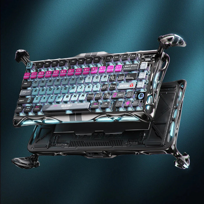 Cyberpunk GravaStar Mercury V75 Pro 75% Hall Effect Magnetic Switch Gaming Keyboard on a dark background