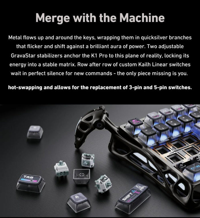 GravaStar Mercury K1 Pro 75% Wireless Mechanical Gaming Keyboard Special Edition