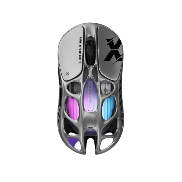Silver Gravastar Mercury X Wireless Gaming Mouse on a white background