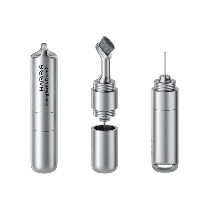 Silver HAGIBIS Cleaning Pen with SIM Card Ejector on a white background
