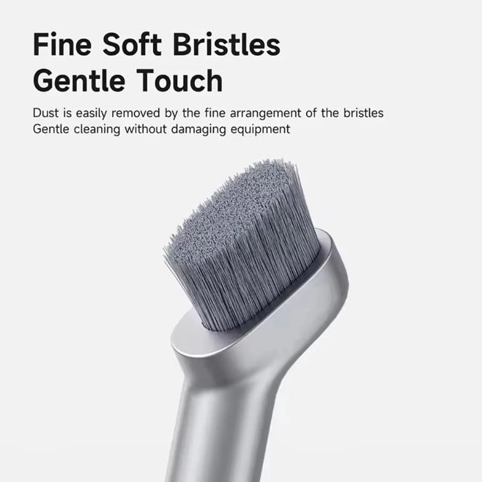 Silver HAGIBIS Cleaning Pen with SIM Card Ejector - Cleaning brush with fine soft bristles on a white background