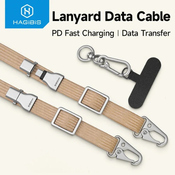 HAGIBIS GS300 60W Universal Phone Lanyard Cable C to C PD Fast Charging Data Transfer