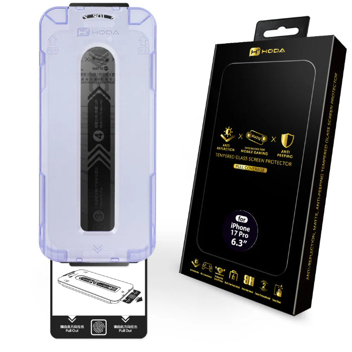 Hoda Matte Anti-Peeper (Privacy) with Anti-Reflection Tempered Glass for iPhone 17 Pro (2025)