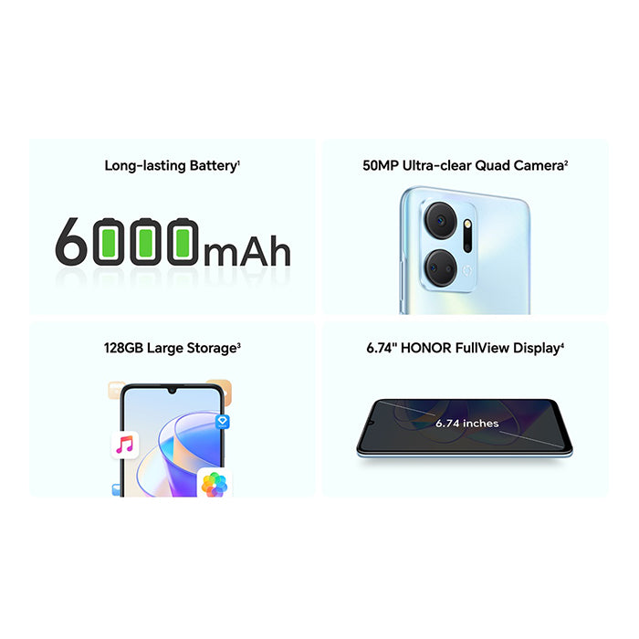 Shop and buy HONOR X7a (2023) 6000mAh Long Battery 50MP Ultra Quad Camera | 5000mAh Battery | Casefactorie® online with great deals and sales prices with fast and safe shipping. Casefactorie is the largest Singapore official authorised retailer for the largest collection of smartphones and mobile premium accessories.