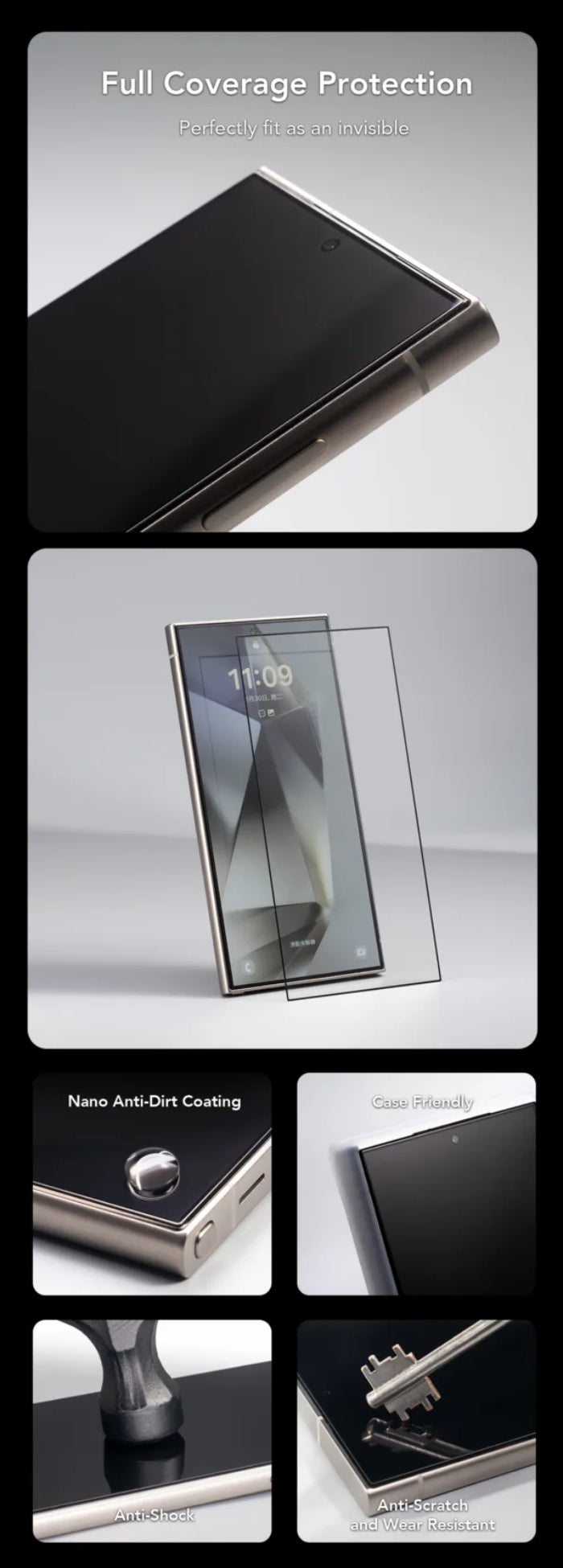 Hoda Full Coverage Tempered Glass Screen Protector for Samsung Galaxy S26 Ultra (2026)