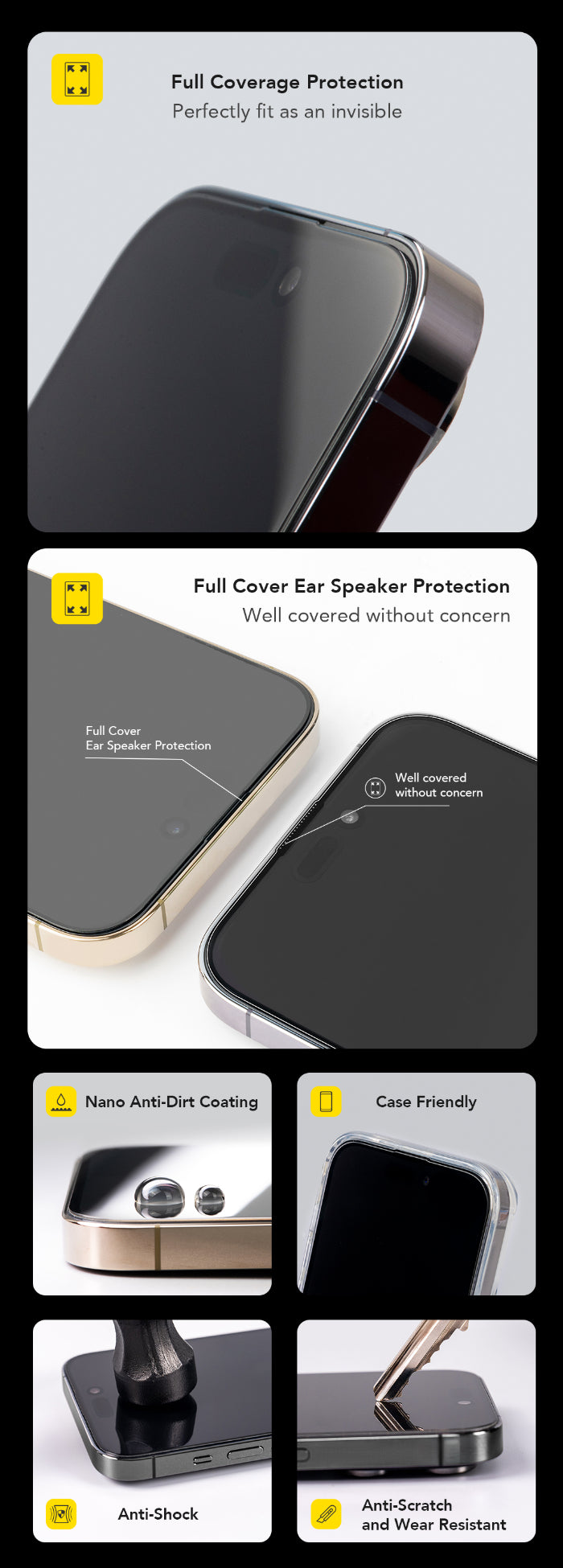 Hoda Full Coverage Tempered Glass Screen Protector for iPhone 17 Pro (2025)