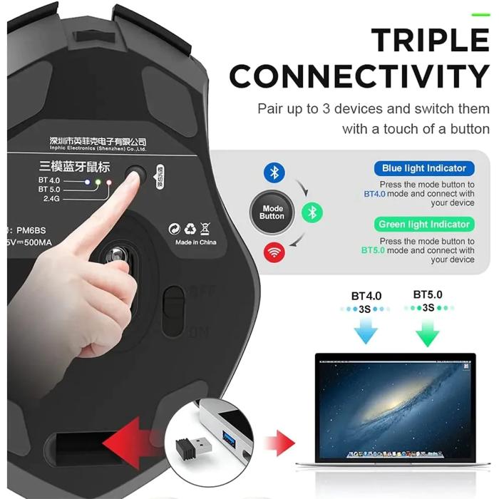 Shop and buy INPHIC A1 2.4G Wireless Type-C Charging Port Triple Mode 4.0/5.0 Bluetooth 1000/1200/1600 DPI Silent Mouse for Windows| Casefactorie® online with great deals and sales prices with fast and safe shipping. Casefactorie is the largest Singapore official authorised retailer for the largest collection of mobile premium accessories.