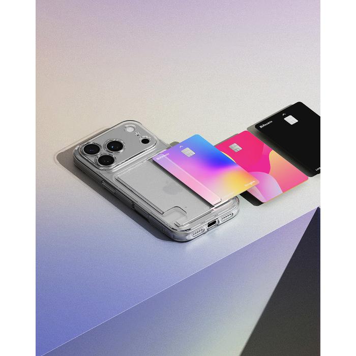 Clear RINGKE Fusion Card Case for iPhone 17 Pro 6.3" (2025) on a white background