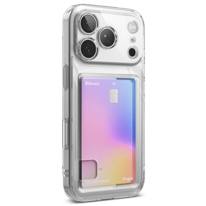 Clear RINGKE Fusion Card Case for iPhone 17 Pro 6.3" (2025) on a white background